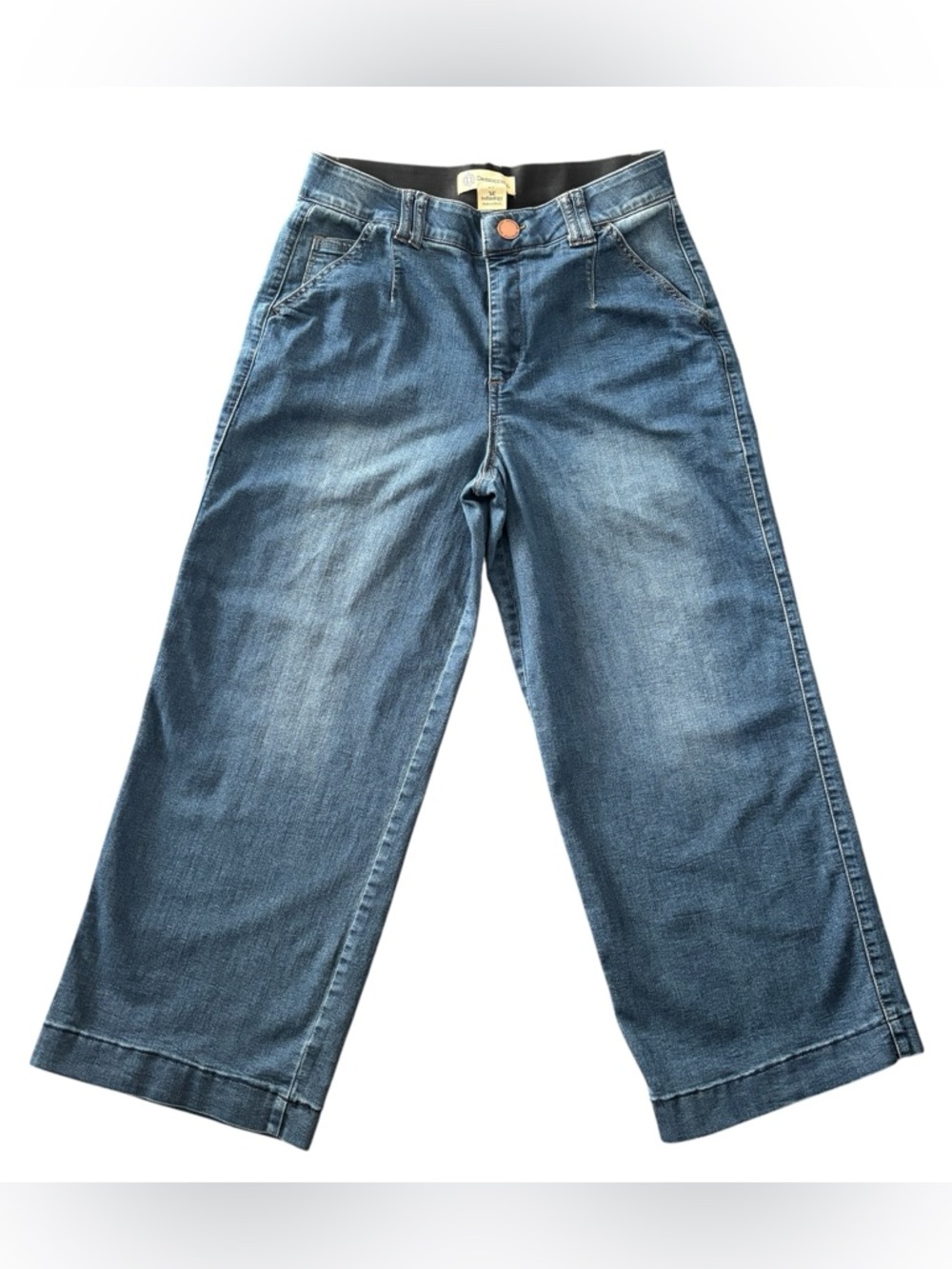 Democracy High Rise Wide Leg Women’s Crop Jeans in Medium Blue 10